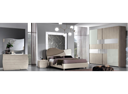 Schlafzimmer Komplett Set Königliches Modern Bett Kleiderschrank Nachttisch 5tlg