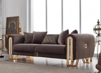 Luxus Couch Gold Metall Sofa Dreisitzer Couchen Polster Möbel 240cm
