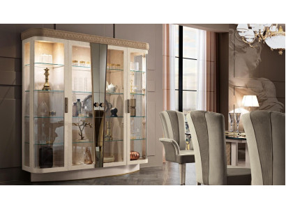 Vitrinen Wohnzimmer Schränke Anrichte Schrank Klassische Vitrine Regal Glas Neu