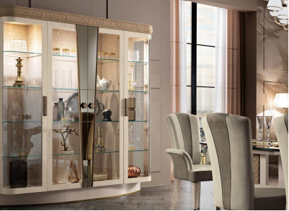 Vitrinen Wohnzimmer Schränke Anrichte Schrank Klassische Vitrine Regal Glas Neu