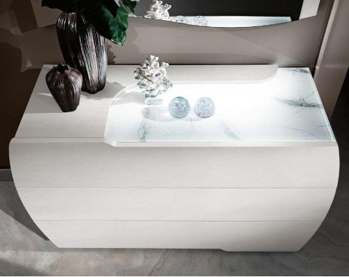 Luxus Set 6tlg. Schlafzimmer Bett Nachttisch Kommode Spiegel Kleiderschrank Holz