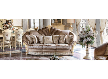 Klassische Polster 3 Sitzer Leder Couchen Samtsofa Sofa Dreisitzer Couch Italien