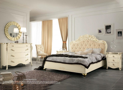 Schlafzimmer Set Beige Schlafzimmer Bett Nachttisch Kommode Spiegel Stuhl 6tlg.