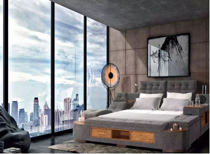 Multifunktion Bett Doppelbetten Modernes Bettgestell Betten 200x200cm Hotel Neu