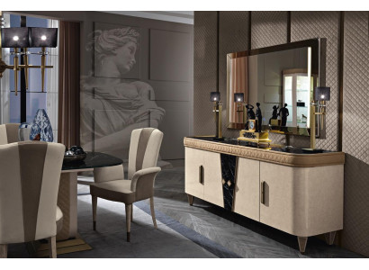 Möbel Kommoden Schrank Design Luxus Sideboard 2tlg. Kommode mit Spiegel Konsole