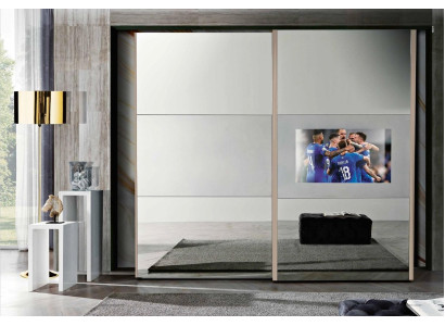 Kleiderschrank Schränke Kleider Schrank Luxus Holz Schwebetüren tv mit Fernseher