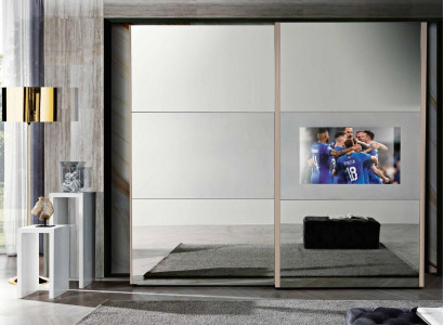 Kleiderschrank Schränke Kleider Schrank Luxus Holz Schwebetüren tv mit Fernseher