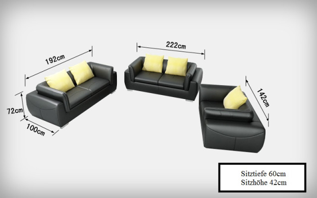 Ledersofa Couch Wohnlandschaft 3+2+1 Sitzer Garnitur Design Modern Sofa F_3014D