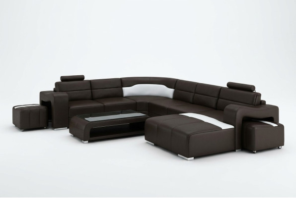 Ledersofa Couch Wohnlandschaft Ecksofa Eck Garnitur Design Modern Sofa