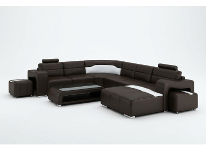 Ledersofa Couch Wohnlandschaft Ecksofa Eck Garnitur Design Modern Sofa