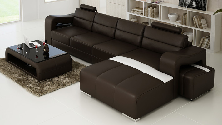 Ledersofa Couch Wohnlandschaft Ecksofa Eck Garnitur Design Modern Sofa F3008C
