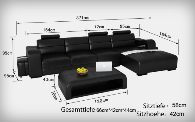 Ledersofa Couch Wohnlandschaft Ecksofa Eck Garnitur Design Modern Sofa F3008C