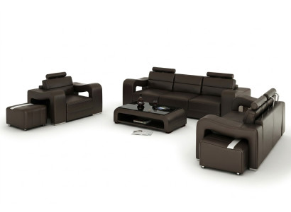 Ledersofa Couch Wohnlandschaft 3+2+1 Sitzer Garnitur Design Modern Sofa F3008D