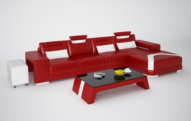 Ledersofa Couch Wohnlandschaft Ecksofa Eck Garnitur Design Modern Sofa F3011C