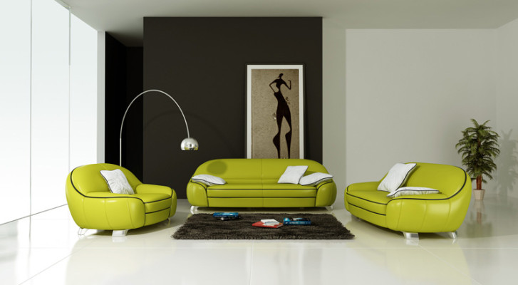 Ledersofa Couch Wohnlandschaft 3+2+1 Sitzer Garnitur Design Modern Sofa F3013