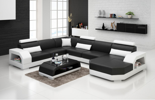 Ledersofa Couch Wohnlandschaft Ecksofa Eck Garnitur Design Modern Sofa G8001