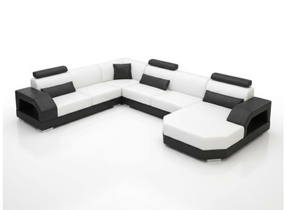 Ledersofa Couch Wohnlandschaft Ecksofa Eck Garnitur Design Modern Sofa G8001