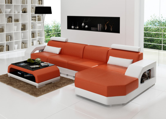Ledersofa Couch Wohnlandschaft Ecksofa Eck Garnitur Design Modern Sofa G8001C