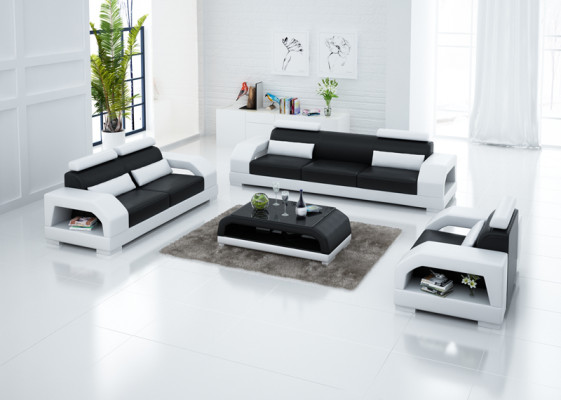 Ledersofa Couch Wohnlandschaft 3+2+1 Sitzer Garnitur Design Modern Sofa G8001D