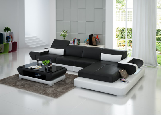 Ledersofa Couch Wohnlandschaft Ecksofa Eck Garnitur Design Modern Sofa G8002C