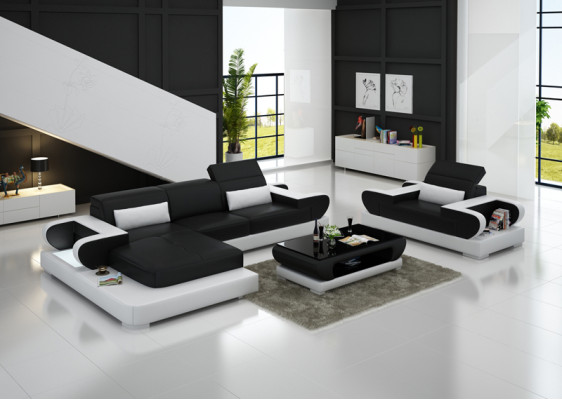 Design XXL Big Sofa Ecksofa Ledersofa Couch Sessel Polster Wohnlandschaft G8002E