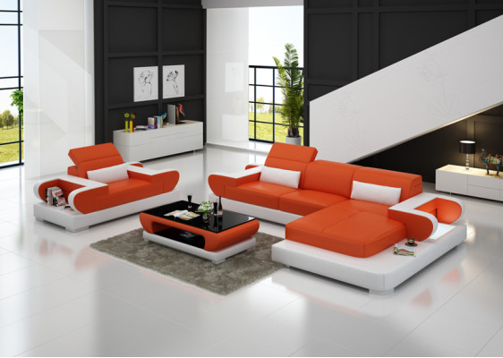 Design XXL Big Sofa Ecksofa Ledersofa Couch Sessel Polster Wohnlandschaft G8002E