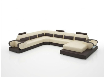 Ledersofa Couch Wohnlandschaft Ecksofa Eck Garnitur Design Modern Sofa G8003