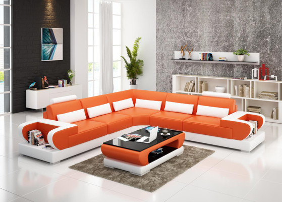 Ledersofa Couch Wohnlandschaft Ecksofa Eck Garnitur Design Modern Sofa G8003B