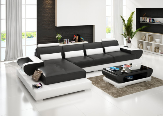 Ledersofa Couch Wohnlandschaft Ecksofa Eck Garnitur Design Modern Sofa G8003C