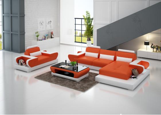 Design XXL Big Sofa Ecksofa Ledersofa Couch Polster Ecke Wohnlandschaft G8003E