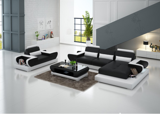 Design XXL Big Sofa Ecksofa Ledersofa Couch Polster Ecke Wohnlandschaft G8003E