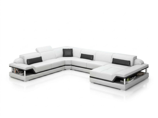 Ledersofa Couch Wohnlandschaft Ecksofa Eck Garnitur Design Modern Sofa G8004
