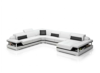 Ledersofa Couch Wohnlandschaft Ecksofa Eck Garnitur Design Modern Sofa G8004