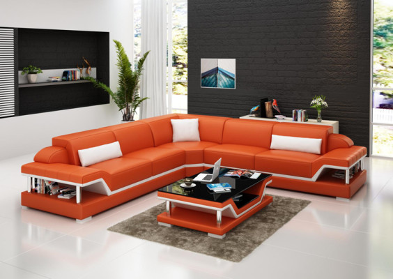 Ledersofa Couch Wohnlandschaft Ecksofa Eck Garnitur Design Modern Sofa G8004B