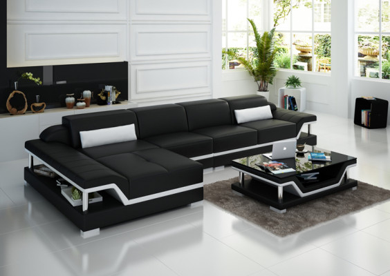 Design Ledersofa Sofa Couch Polster Eckgarnitur Sitzgarnitur Leder Couchen 8004C 