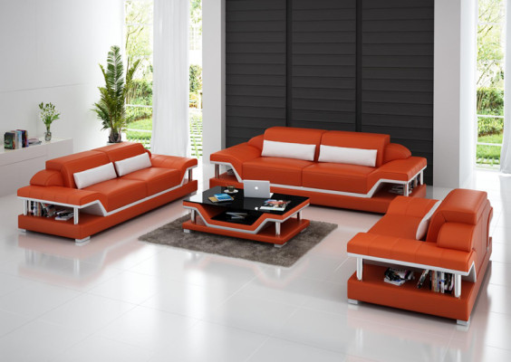 Ledersofa Couch Wohnlandschaft 3+2+1 Sitzer Garnitur Design Sofa Sofagarnitur