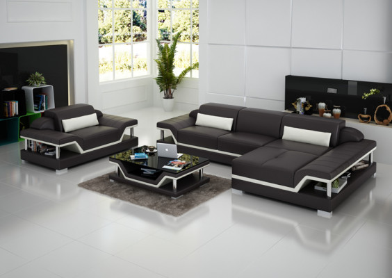 Design Ledersofa Sofa Couch Polster Eck Wohnlandschaft Garnitur Sofas Neu G8004F