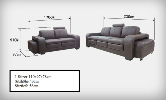 Ledersofa Couch Wohnlandschaft 3+2+1 Sitzer Garnitur Design Modern Sofa A1112