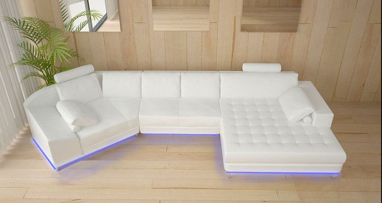 Ledersofa Couch Wohnlandschaft Ecksofa Eck Garnitur Design Modern Sofa A1116