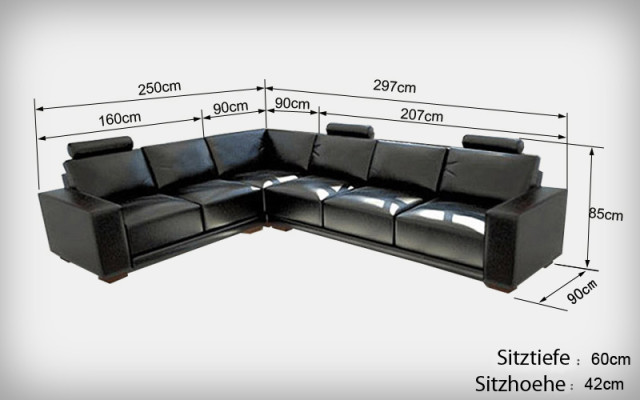 Ledersofa Couch Wohnlandschaft Ecksofa Eck Garnitur Design Modern Sofa A1121B