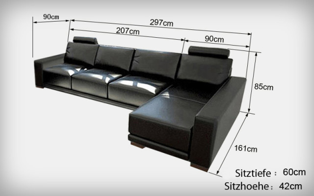 Ledersofa Couch Wohnlandschaft Ecksofa Eck Garnitur Design Modern Sofa A1121C