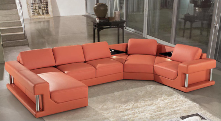 Ledersofa Couch Wohnlandschaft Ecksofa Eck Garnitur Design Modern Sofa A1131