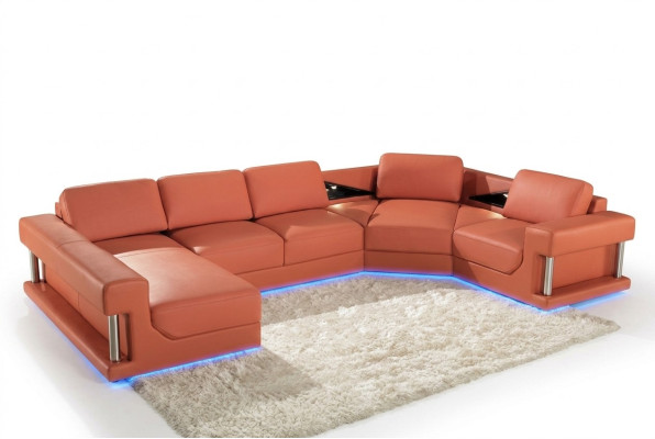 Ledersofa Couch Wohnlandschaft Ecksofa Eck Garnitur Design Modern Sofa A1131