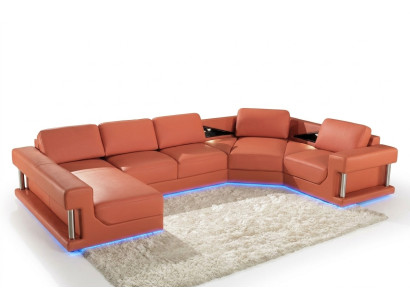 Ledersofa Couch Wohnlandschaft Ecksofa Eck Garnitur Design Modern Sofa A1131