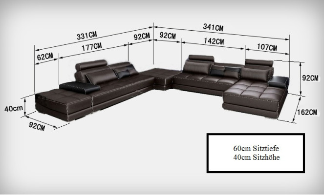 Ledersofa Couch Wohnlandschaft Ecksofa Eck Garnitur Design Modern Sofa Neu A1146