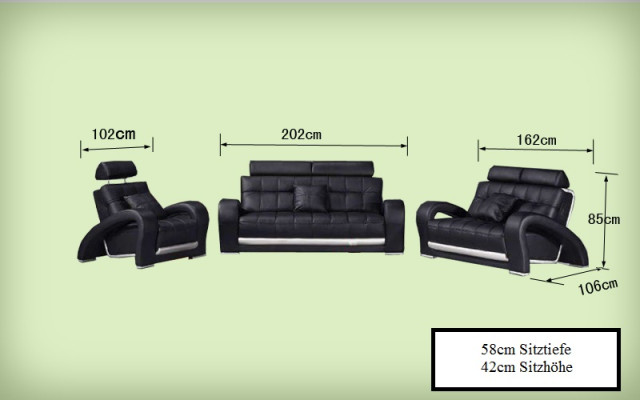 Ledersofa Couch Wohnlandschaft 3+2+1 Sitzer Garnitur Design Modern Sofa B2023