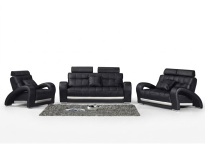 Ledersofa Couch Wohnlandschaft 3+2+1 Sitzer Garnitur Design Modern Sofa B2023