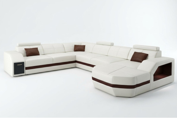 Ledersofa Couch Wohnlandschaft Ecksofa Eck Garnitur Design Modern Sofa C4011 Neu