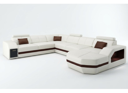 Ledersofa Couch Wohnlandschaft Ecksofa Eck Garnitur Design Modern Sofa C4011 Neu