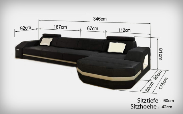 Elegantes Schwarzes Ecksofa in L-Form Stilvolle Möbel für Ihr Zuhause